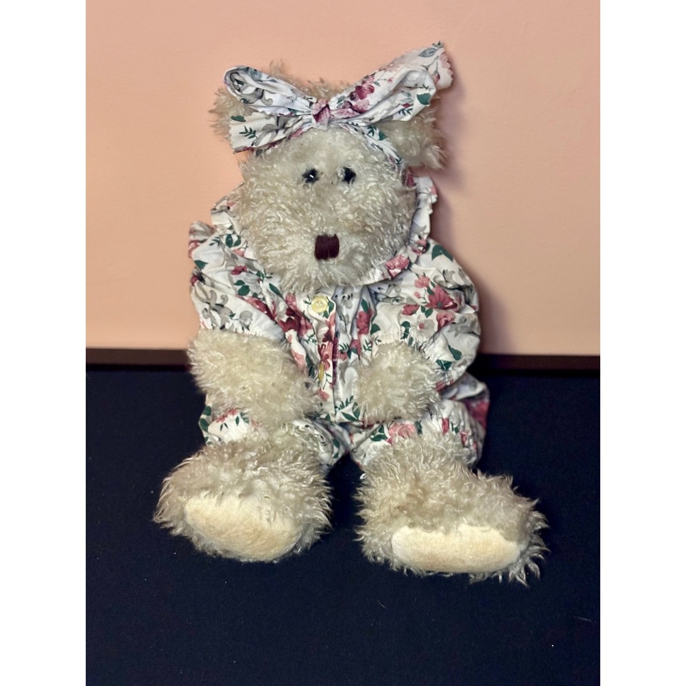 Vintage Boyds Collection Teddy Bear Retired Ophelia Floral Romper Bow Plush 16in